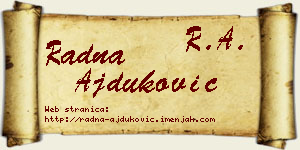 Radna Ajduković vizit kartica